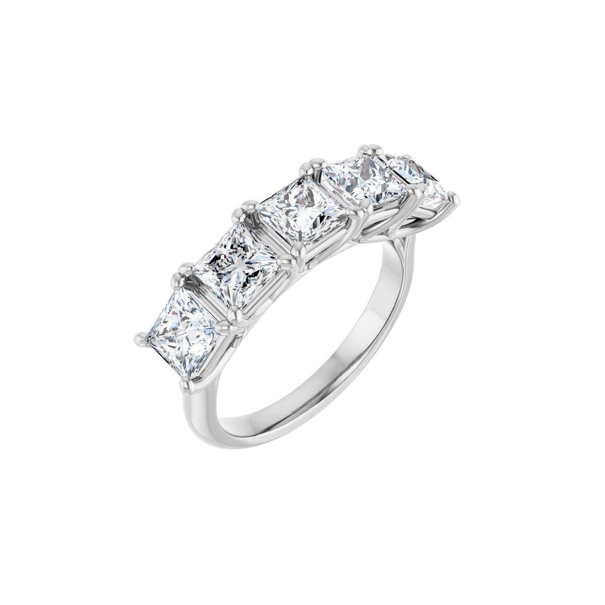 Lab-Grown Diamond Five-Stone Anniversary Band in 14K Gold - 14K White Gold