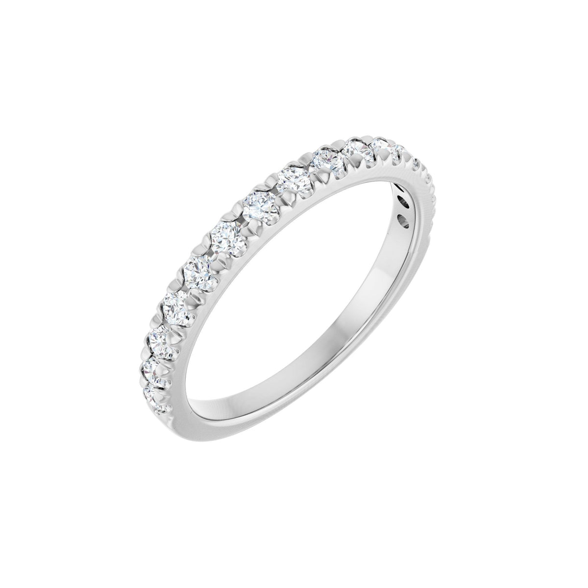Lab-Grown Diamond French-Set Half Eternity Band in 14K Gold or Platinum - 14K White Gold