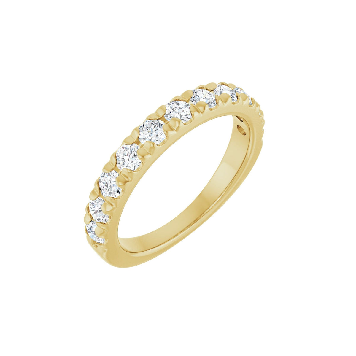 Lab-Grown Diamond French-Set Half Eternity Band in 14K Gold or Platinum - 14K Yellow Gold