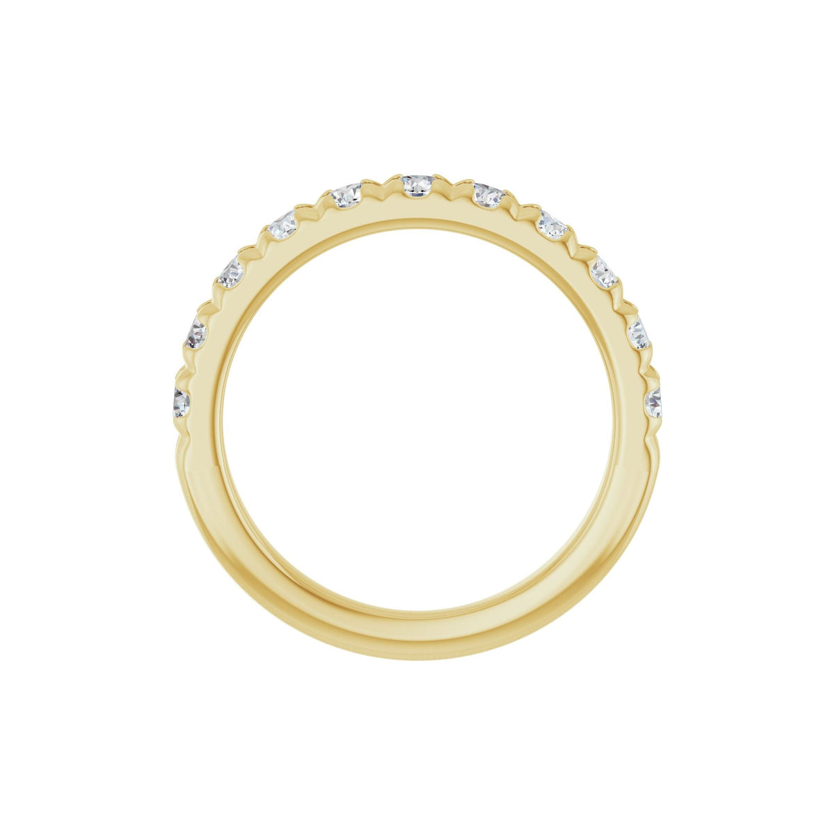 Lab-Grown Diamond French-Set Half Eternity Band in 14K Gold or Platinum - 14K Yellow Gold
