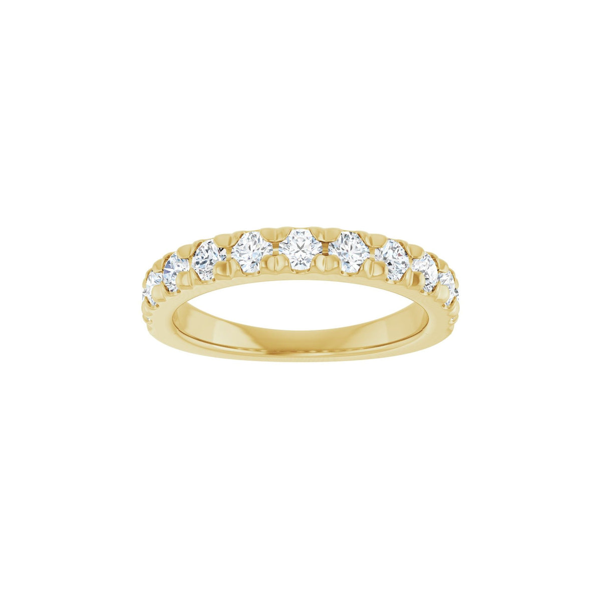 Lab-Grown Diamond French-Set Half Eternity Band in 14K Gold or Platinum - 14K Yellow Gold