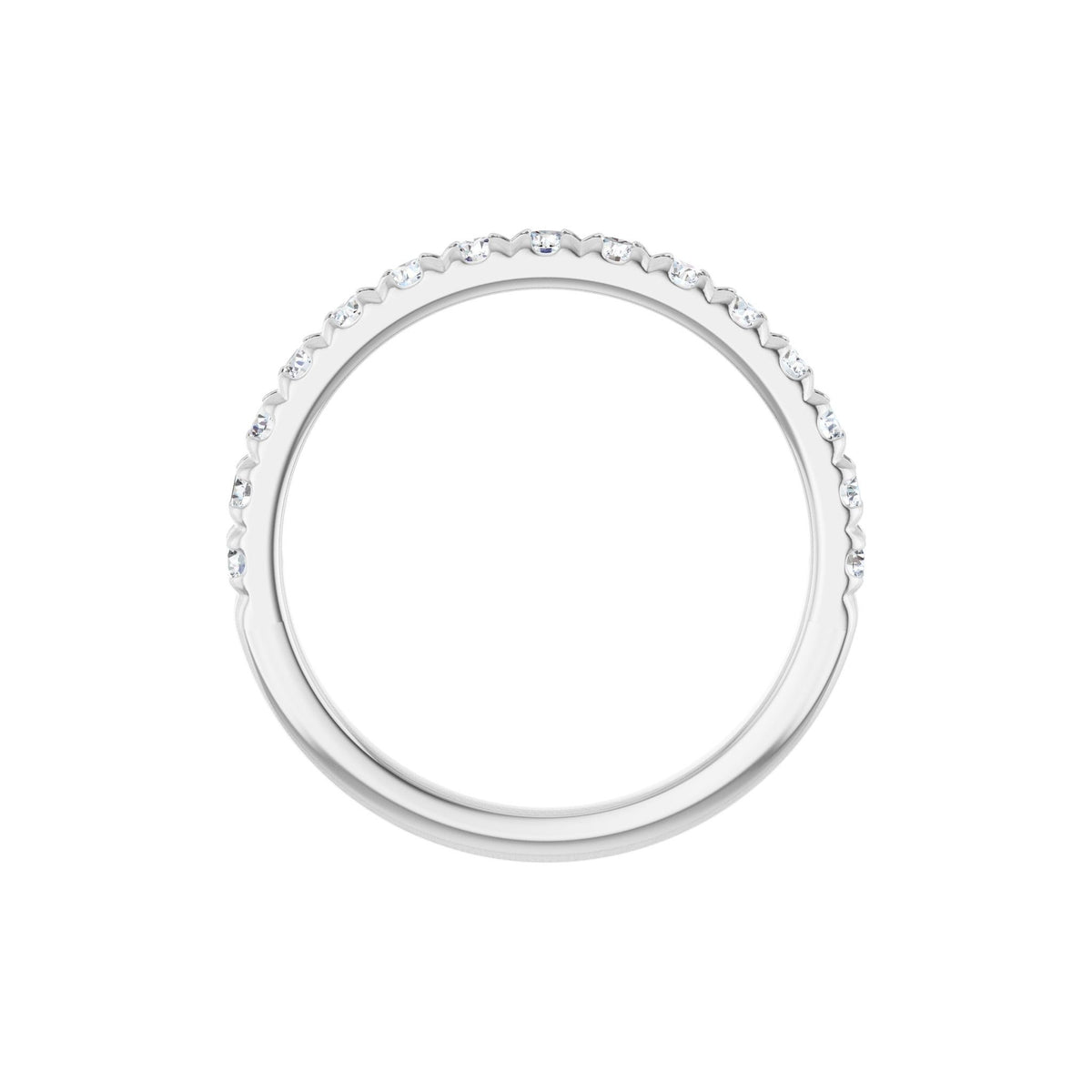 Lab-Grown Diamond French-Set Half Eternity Band in 14K Gold or Platinum - 14K White Gold