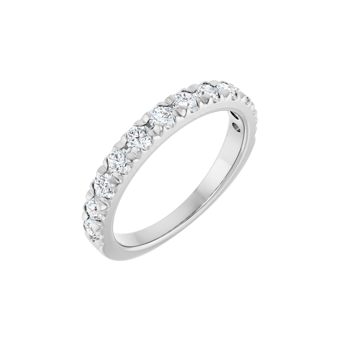 Lab-Grown Diamond French-Set Half Eternity Band in 14K Gold or Platinum - Platinum