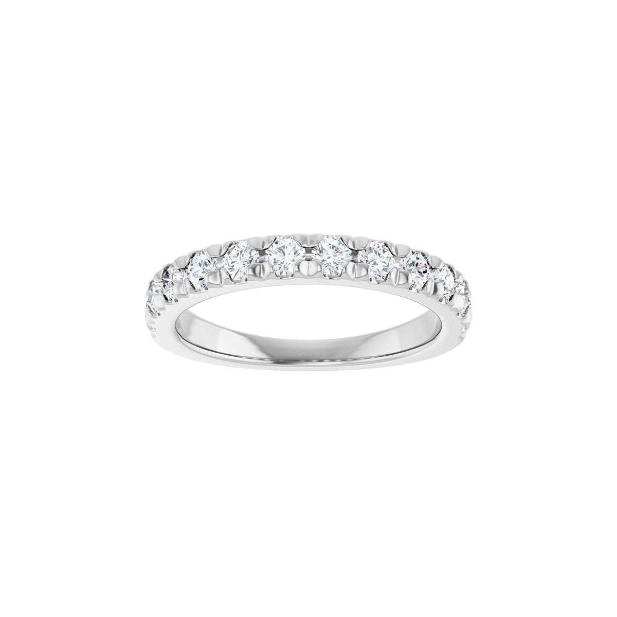 Lab-Grown Diamond French-Set Half Eternity Band in 14K Gold or Platinum - Platinum