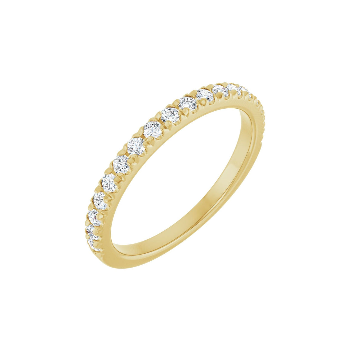 Lab-Grown Diamond French-Set Half Eternity Band in 14K Gold or Platinum - 14K Yellow Gold