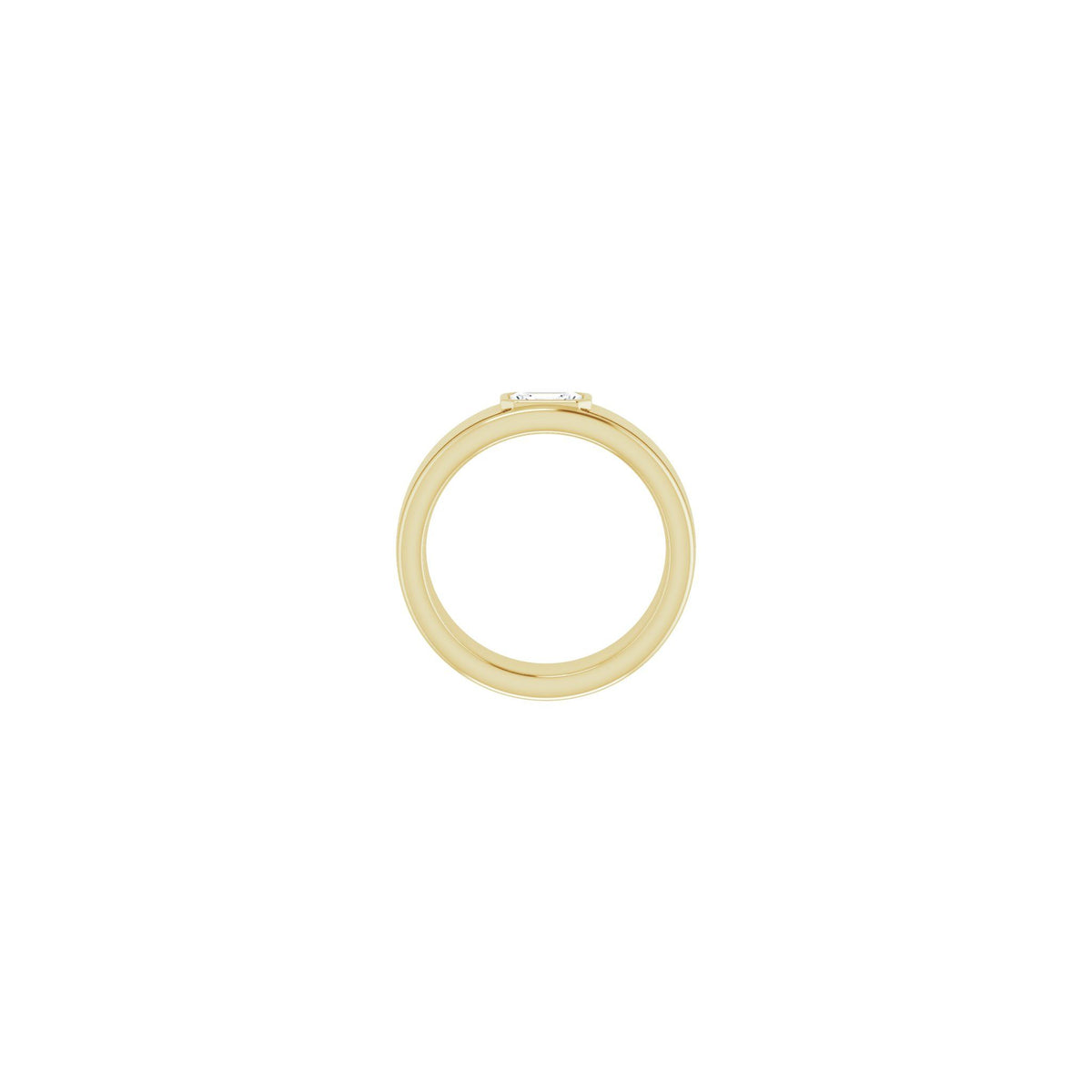 Lab-Grown Diamond Grooved Bezel-Set Solitaire Band in 14K Gold - 14K Yellow Gold