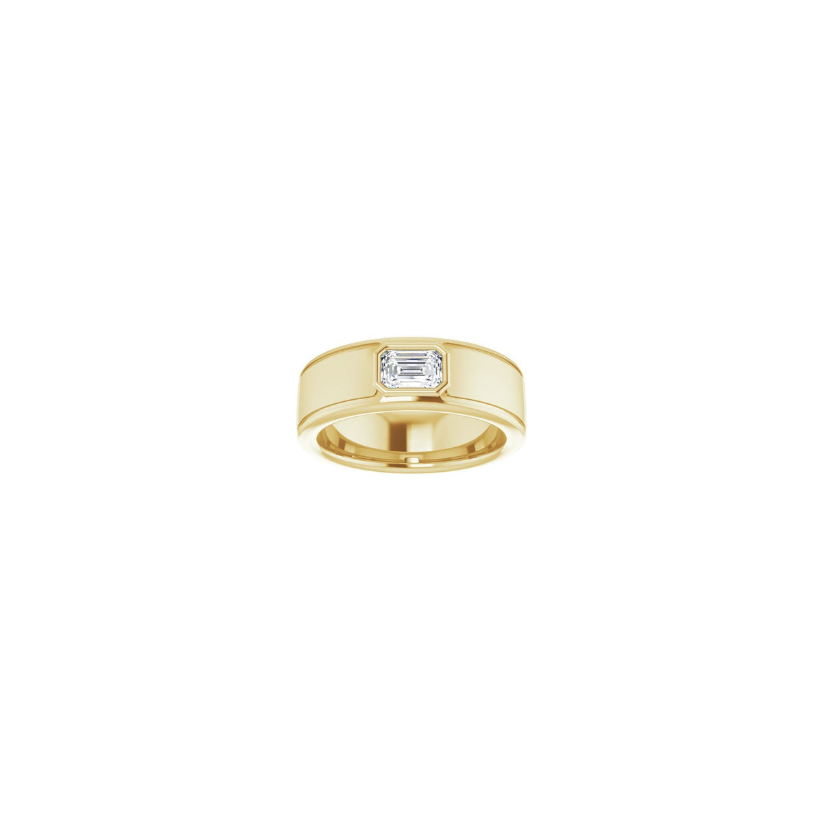 Lab-Grown Diamond Grooved Bezel-Set Solitaire Band in 14K Gold - 14K Yellow Gold