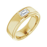 Lab-Grown Diamond Grooved Bezel-Set Solitaire Band in 14K Gold