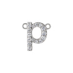 Lab-Grown Diamond Initial Necklace Center in 14K Gold, 1/10 to 1/8 CT TW - 14K White Gold