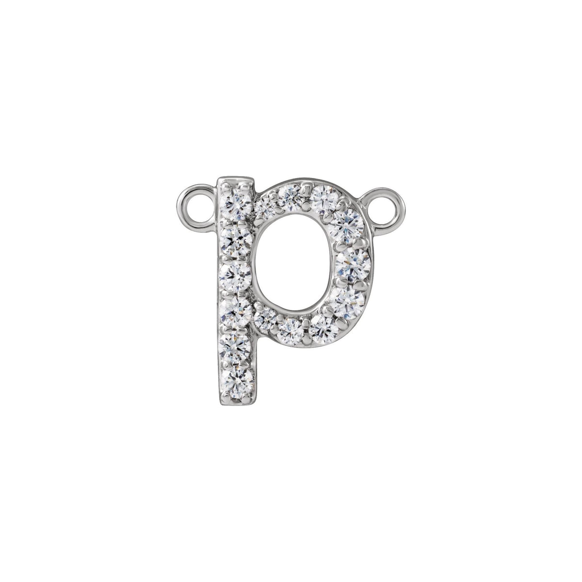 Lab-Grown Diamond Initial Necklace Center in 14K Gold, 1/10 to 1/8 CT TW - 14K White Gold