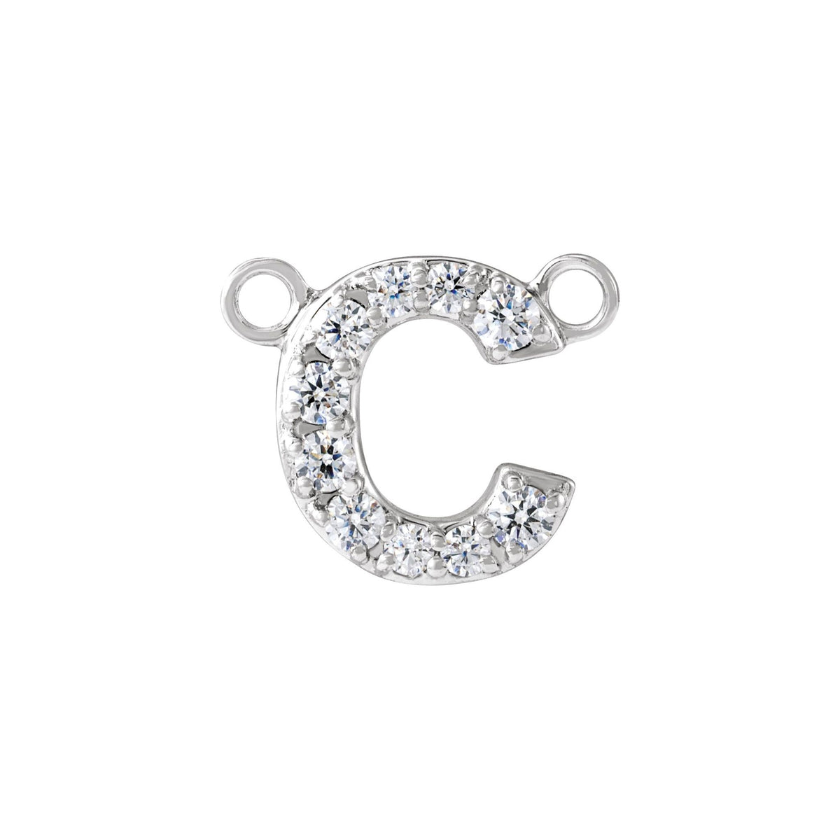 Lab-Grown Diamond Initial Necklace Center in 14K Gold, 1/10 to 1/8 CT TW - 14K White Gold
