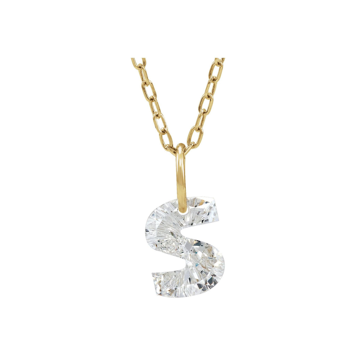 Lab-Grown Diamond Initial Necklace in 14K Gold - 14K Yellow Gold