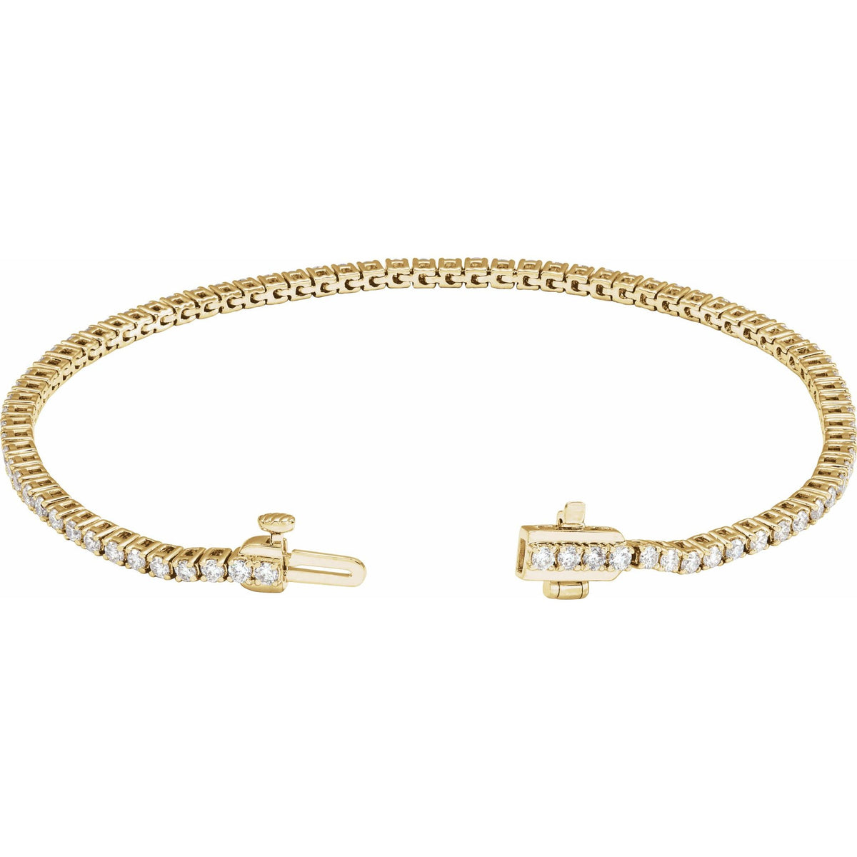 Lab-Grown Diamond Line Tennis Bracelet in 14K Gold, 2 to 12 CT TW - 14K Yellow Gold
