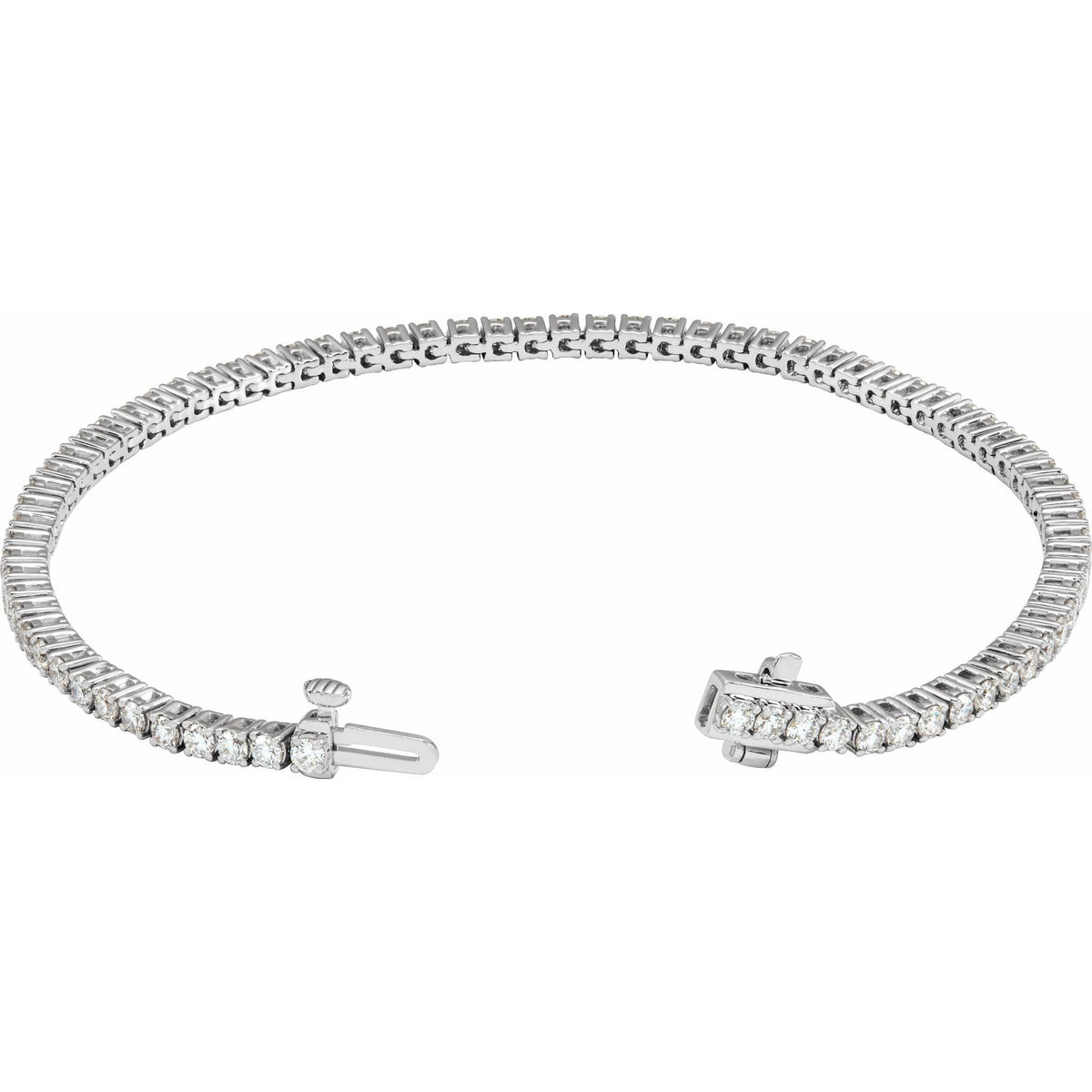 Lab-Grown Diamond Line Tennis Bracelet in 14K Gold, 2 to 12 CT TW - 14K White Gold