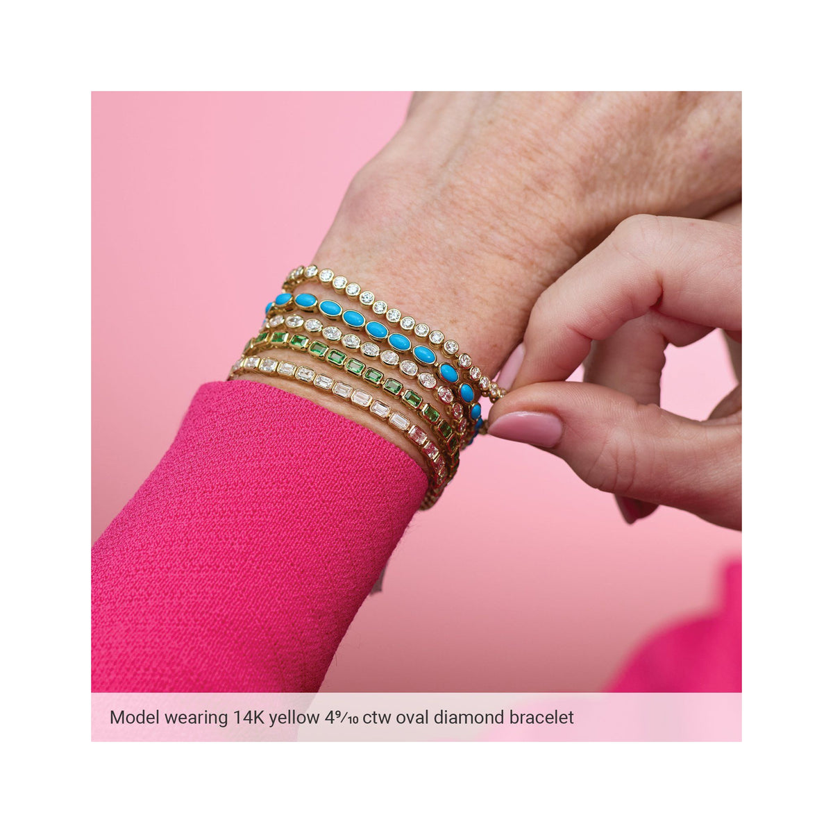 Lab-Grown Diamond Line Tennis Bracelet in 14K Gold, 4 9/10 CT TW - 14K Yellow Gold