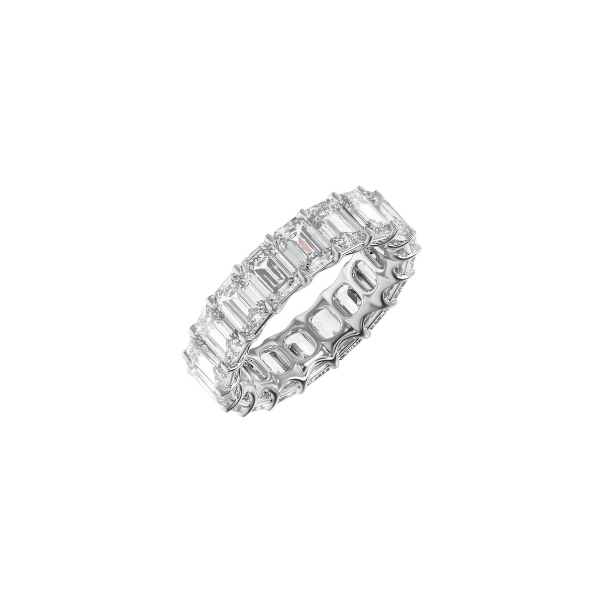 Lab-Grown Diamond Low Profile Eternity Band in 14K Gold or Platinum, Emerald Diamonds - Platinum