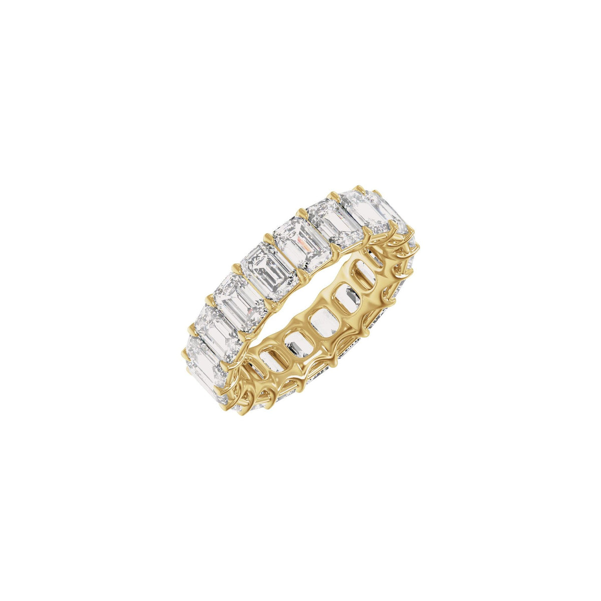 Lab-Grown Diamond Low Profile Eternity Band in 14K Gold or Platinum, Emerald Diamonds - 14K Yellow Gold