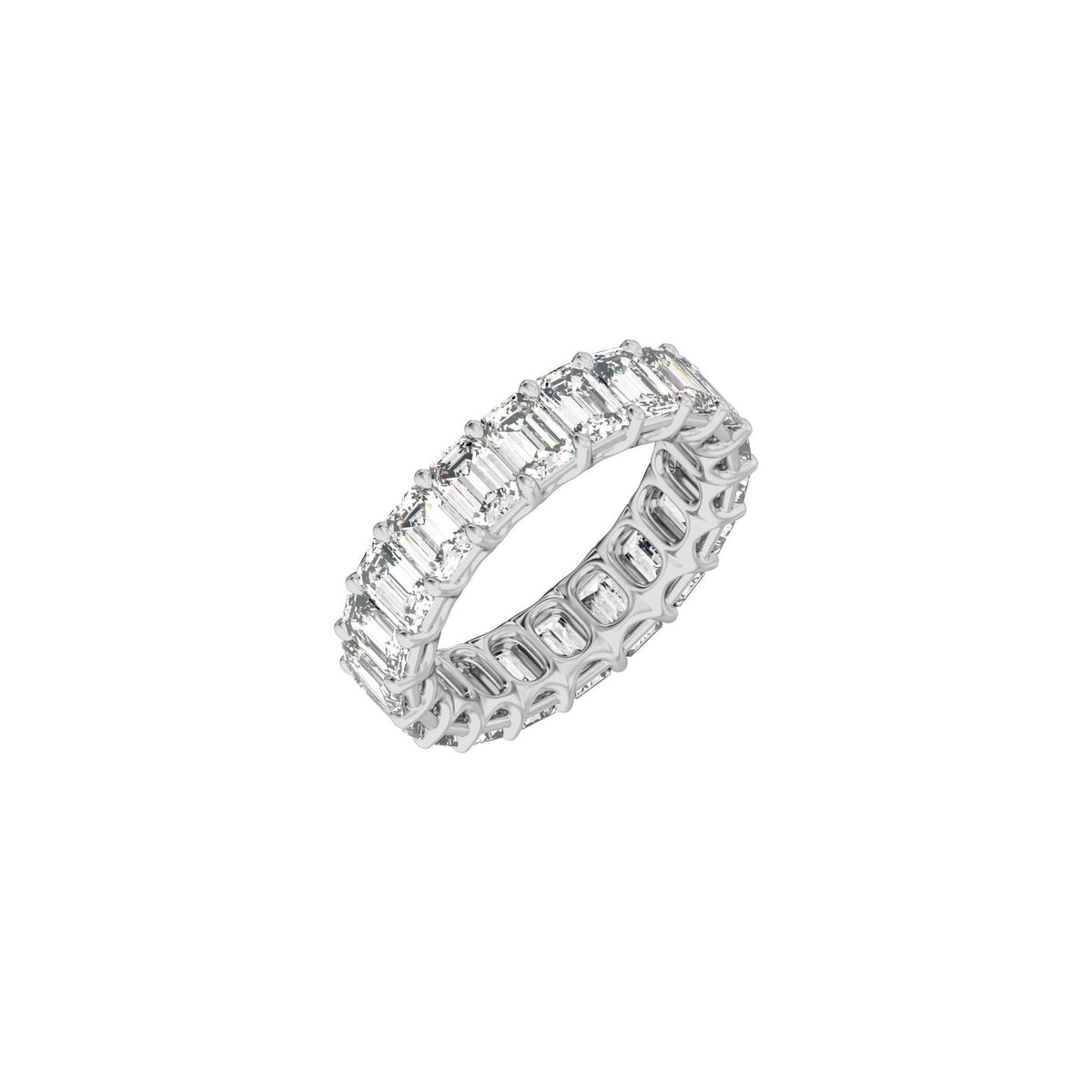 Lab-Grown Diamond Low Profile Eternity Band in 14K Gold or Platinum, Emerald Diamonds - 14K White Gold