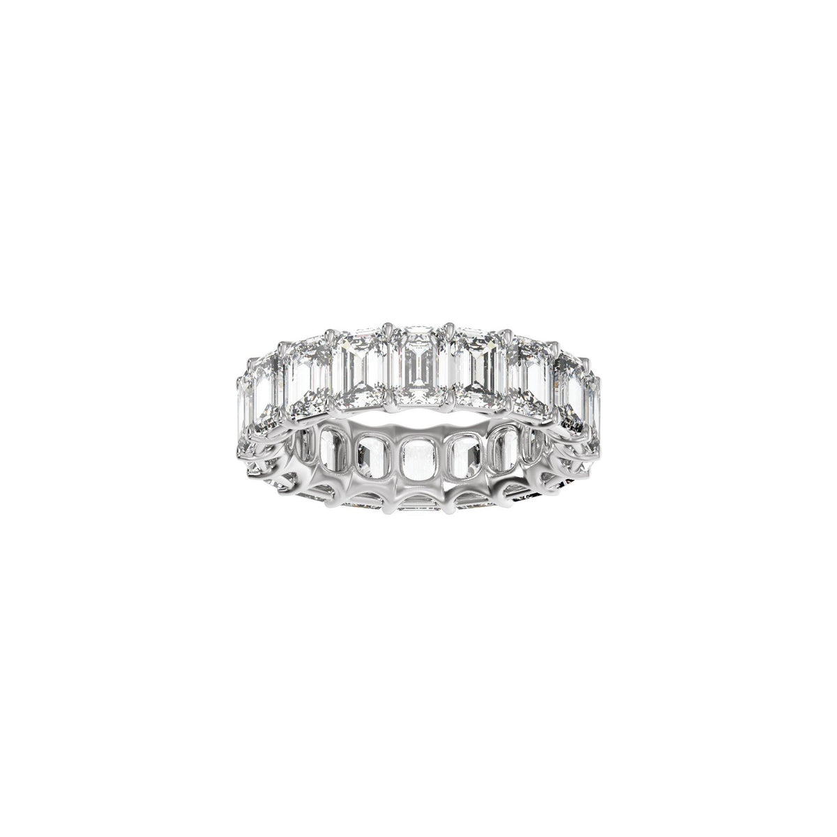 Lab-Grown Diamond Low Profile Eternity Band in 14K Gold or Platinum, Emerald Diamonds - Platinum