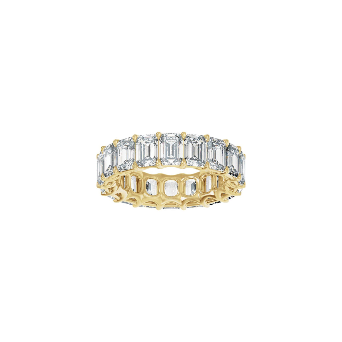 Lab-Grown Diamond Low Profile Eternity Band in 14K Gold or Platinum, Emerald Diamonds - 14K Yellow Gold