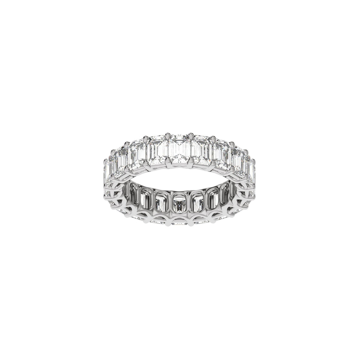 Lab-Grown Diamond Low Profile Eternity Band in 14K Gold or Platinum, Emerald Diamonds - 14K White Gold