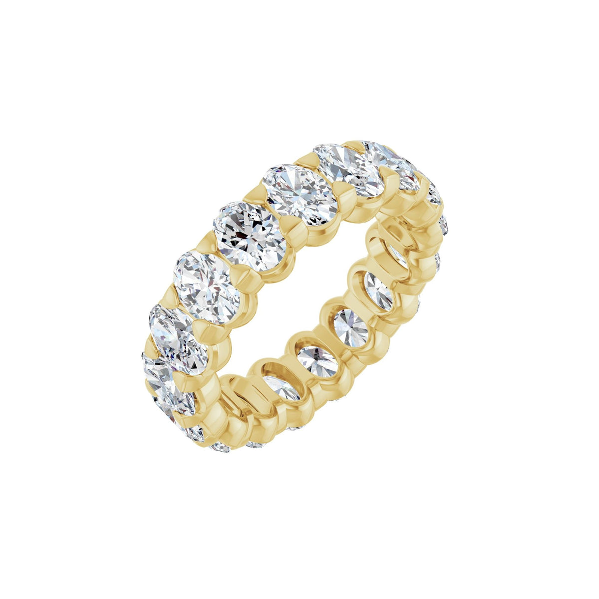 Lab-Grown Diamond Low Profile Eternity Band in 14K Gold or Platinum, Oval Diamonds - 14K Yellow Gold