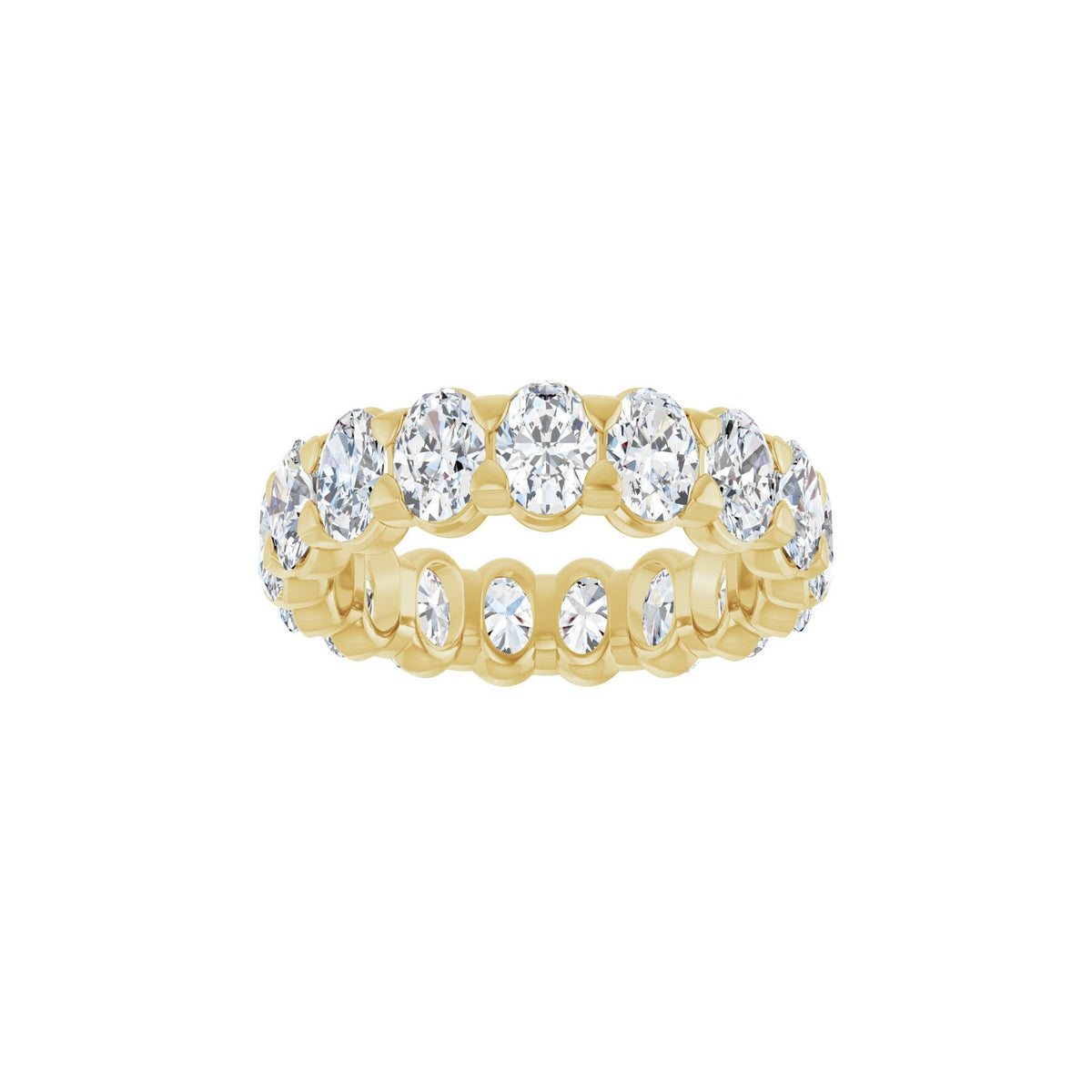 Lab-Grown Diamond Low Profile Eternity Band in 14K Gold or Platinum, Oval Diamonds - 14K Yellow Gold