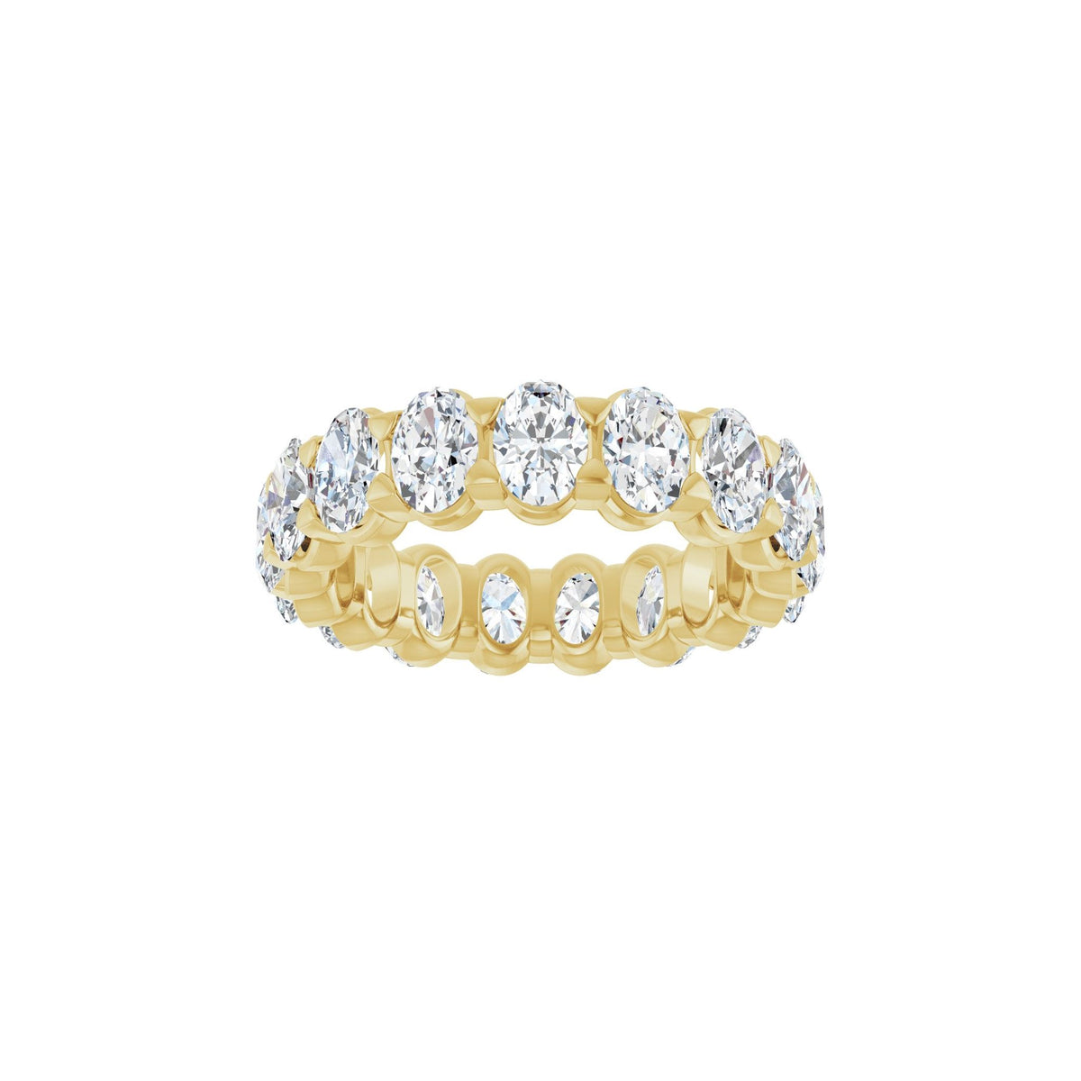 Lab-Grown Diamond Low Profile Eternity Band in 14K Gold or Platinum, Oval Diamonds - 14K Yellow Gold