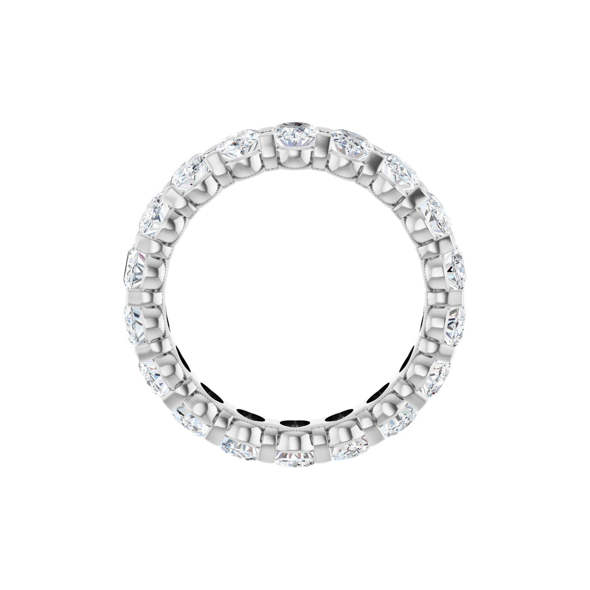 Lab-Grown Diamond Low Profile Eternity Band in 14K Gold or Platinum, Oval Diamonds - Platinum