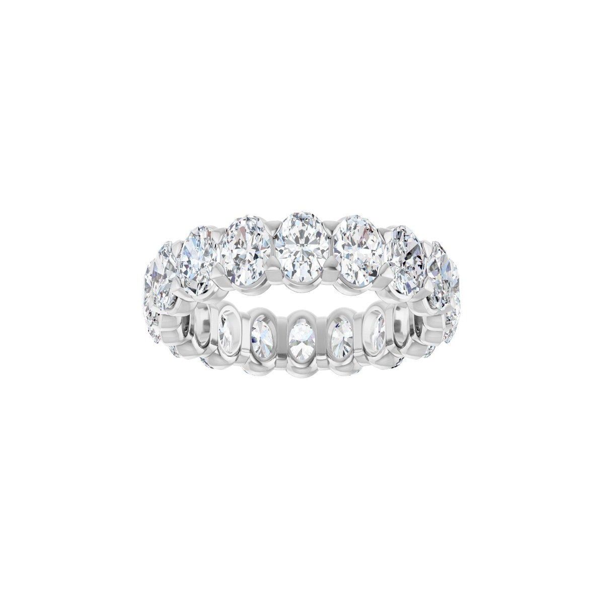 Lab-Grown Diamond Low Profile Eternity Band in 14K Gold or Platinum, Oval Diamonds - Platinum