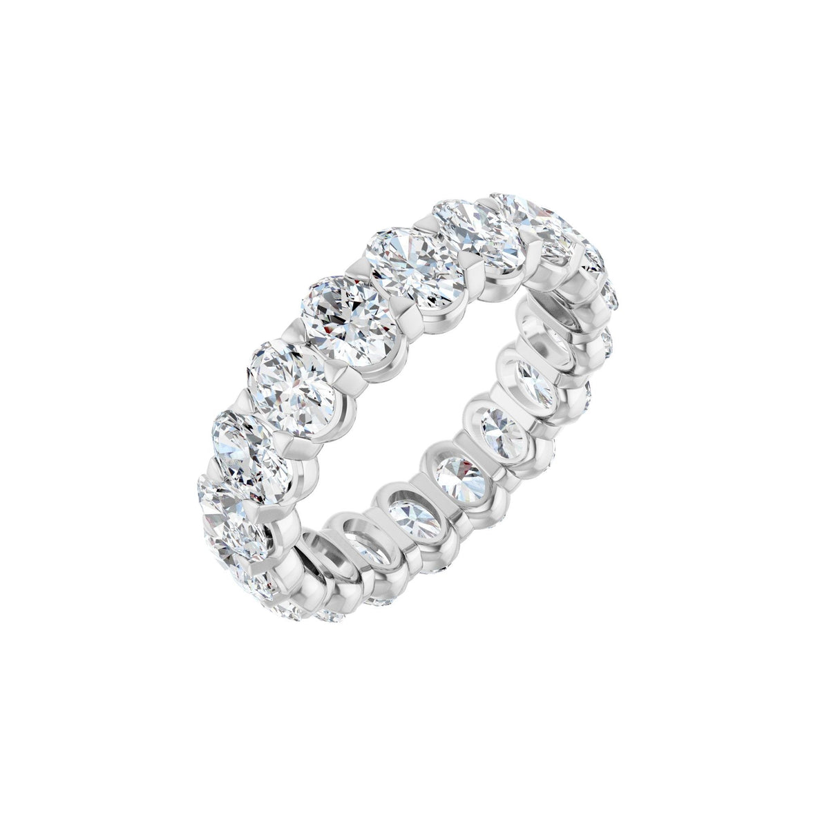 Lab-Grown Diamond Low Profile Eternity Band in 14K Gold or Platinum, Oval Diamonds - Platinum