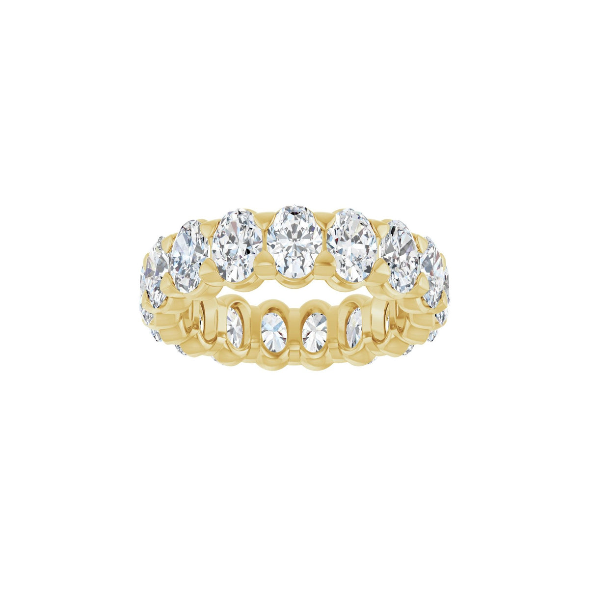 Lab-Grown Diamond Low Profile Eternity Band in 14K Gold or Platinum, Oval Diamonds - 14K Yellow Gold