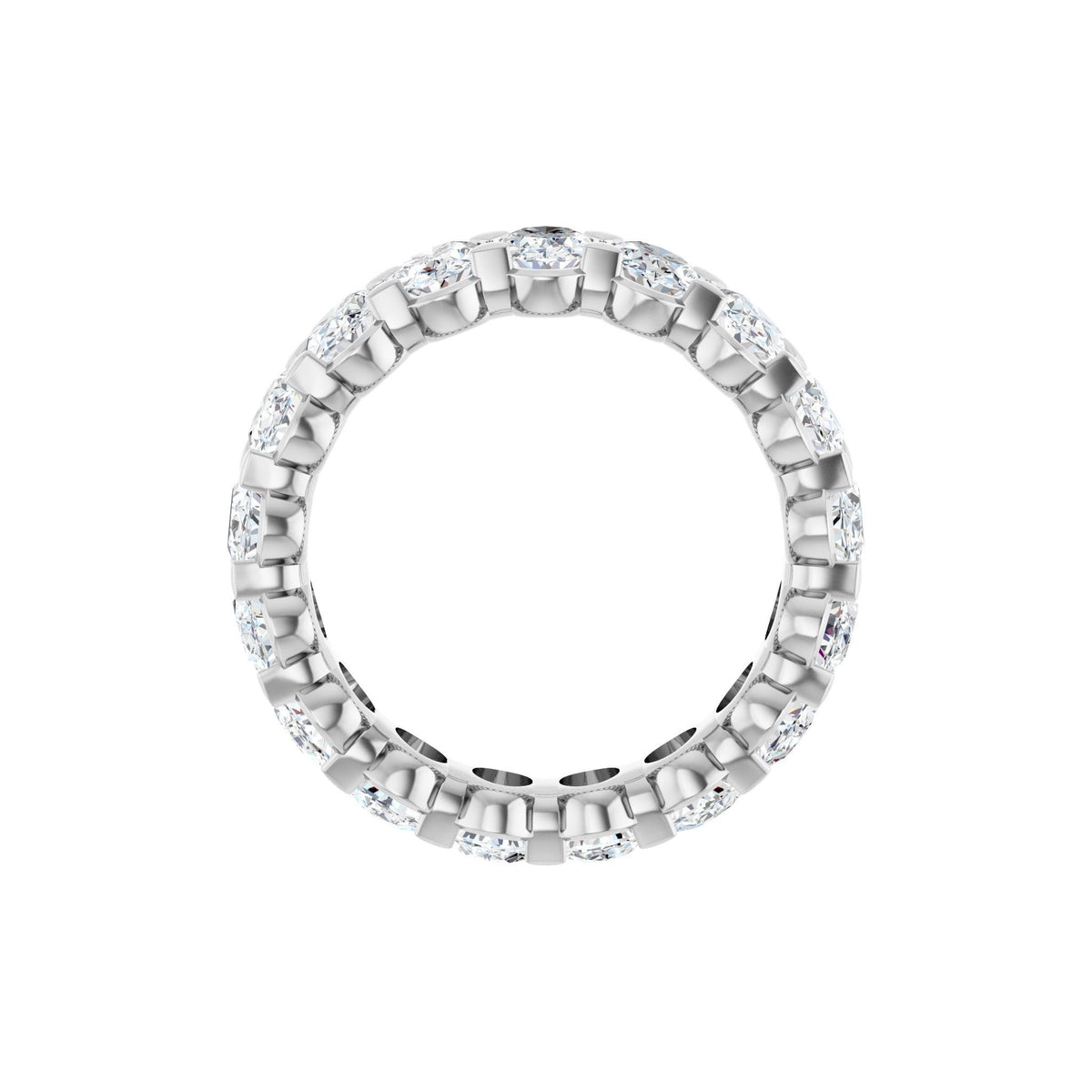 Lab-Grown Diamond Low Profile Eternity Band in 14K Gold or Platinum, Oval Diamonds - 14K White Gold