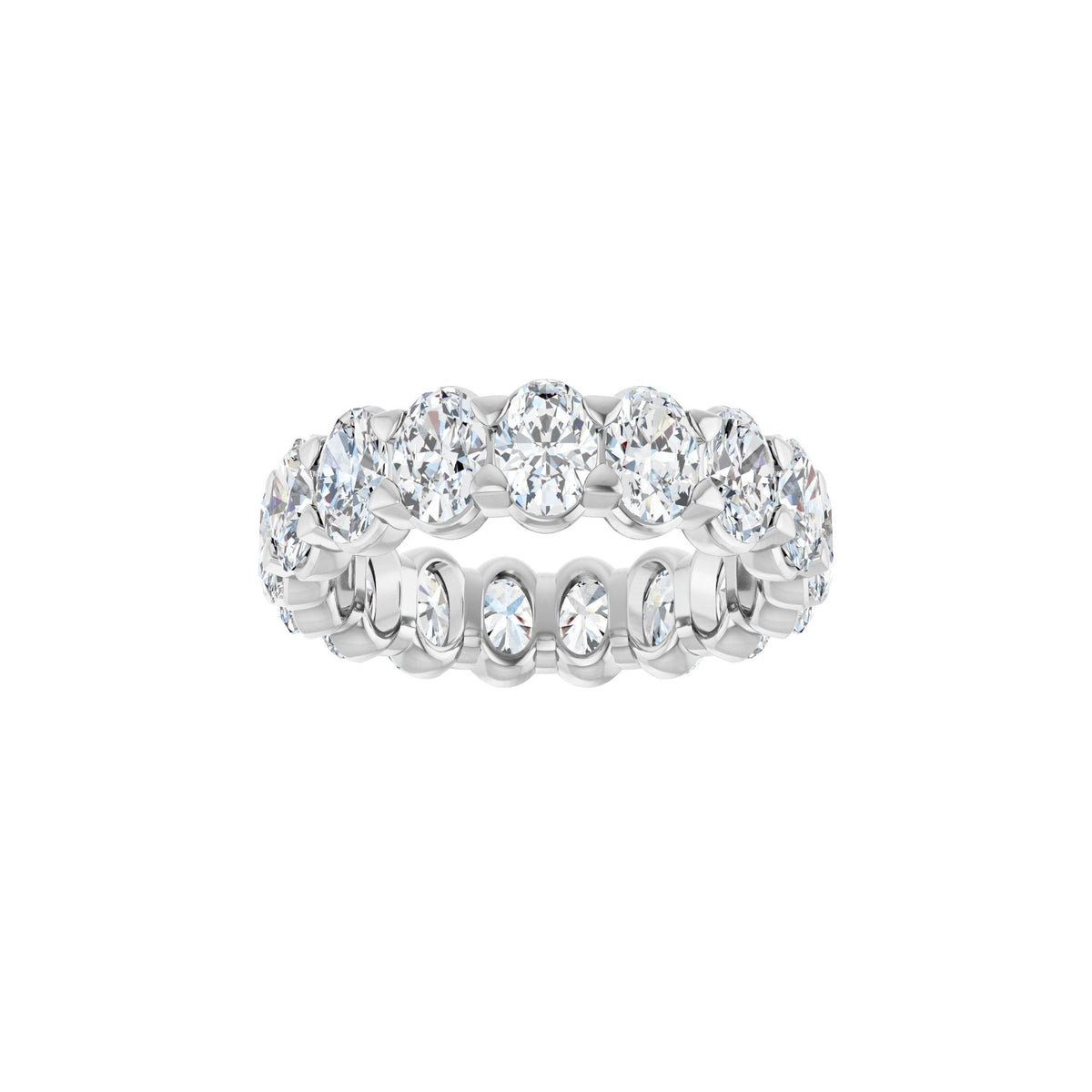 Lab-Grown Diamond Low Profile Eternity Band in 14K Gold or Platinum, Oval Diamonds - 14K White Gold