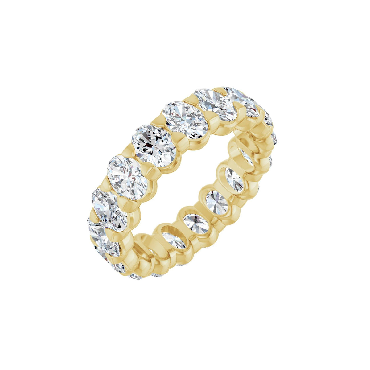 Lab-Grown Diamond Low Profile Eternity Band in 14K Gold or Platinum, Oval Diamonds - 14K Yellow Gold