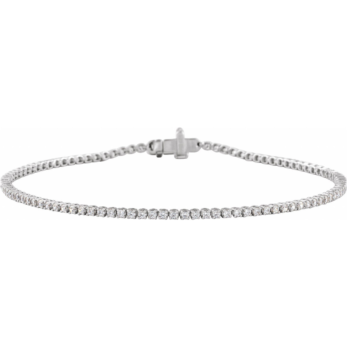 Lab-Grown Diamond Low Profile Line Tennis Bracelet in 14K Gold - 14K White Gold