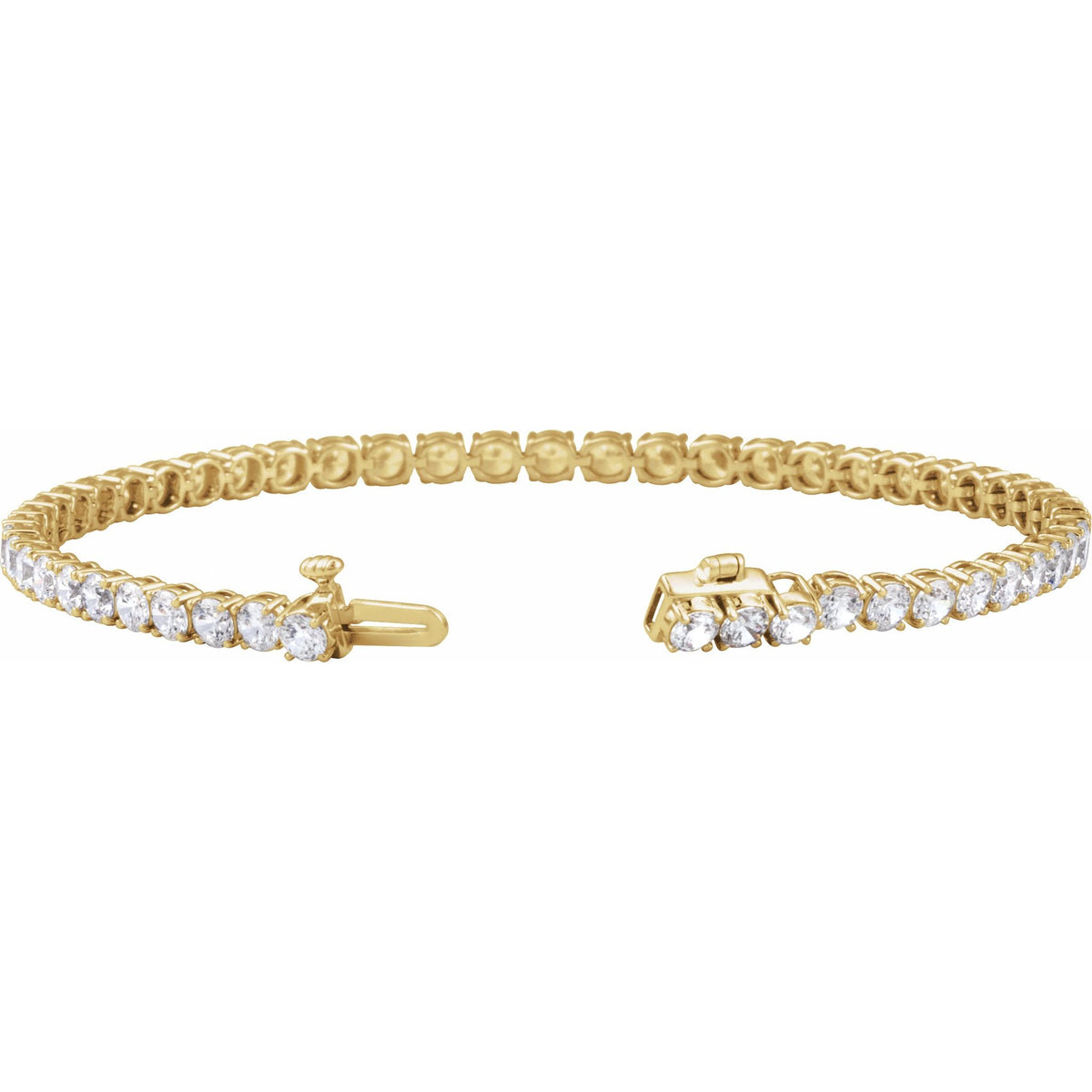 Lab-Grown Diamond Low Profile Line Tennis Bracelet in 14K Gold - 14K Yellow Gold