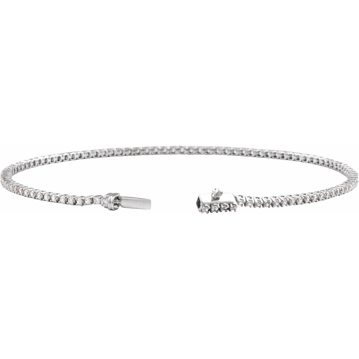 Lab-Grown Diamond Low Profile Line Tennis Bracelet in 14K Gold - 14K White Gold