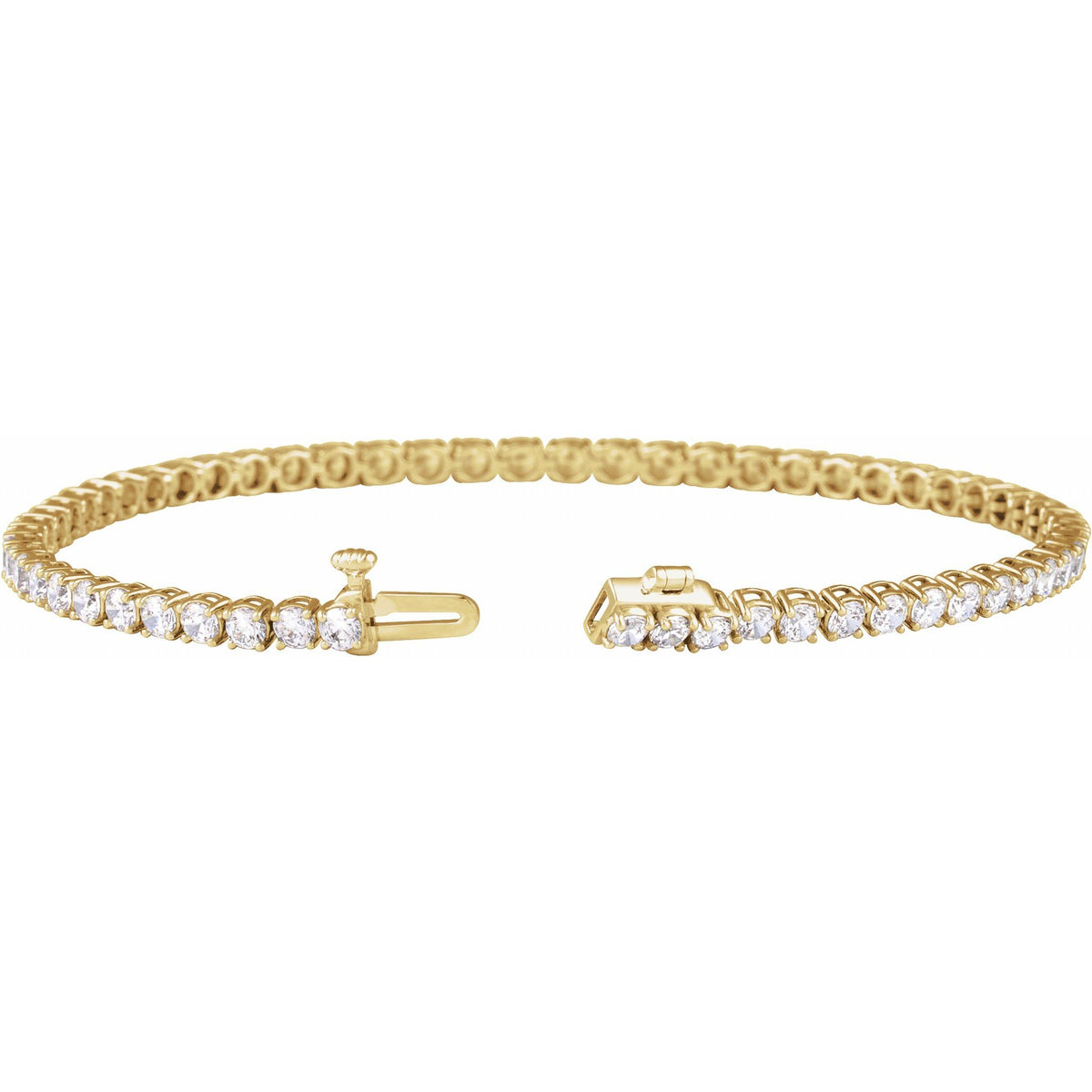 Lab-Grown Diamond Low Profile Line Tennis Bracelet in 14K Gold - 14K Yellow Gold