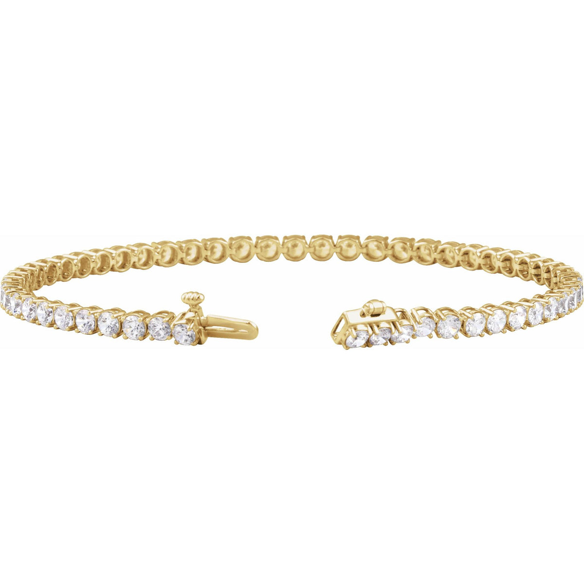 Lab-Grown Diamond Low Profile Line Tennis Bracelet in 14K Gold - 14K Yellow Gold