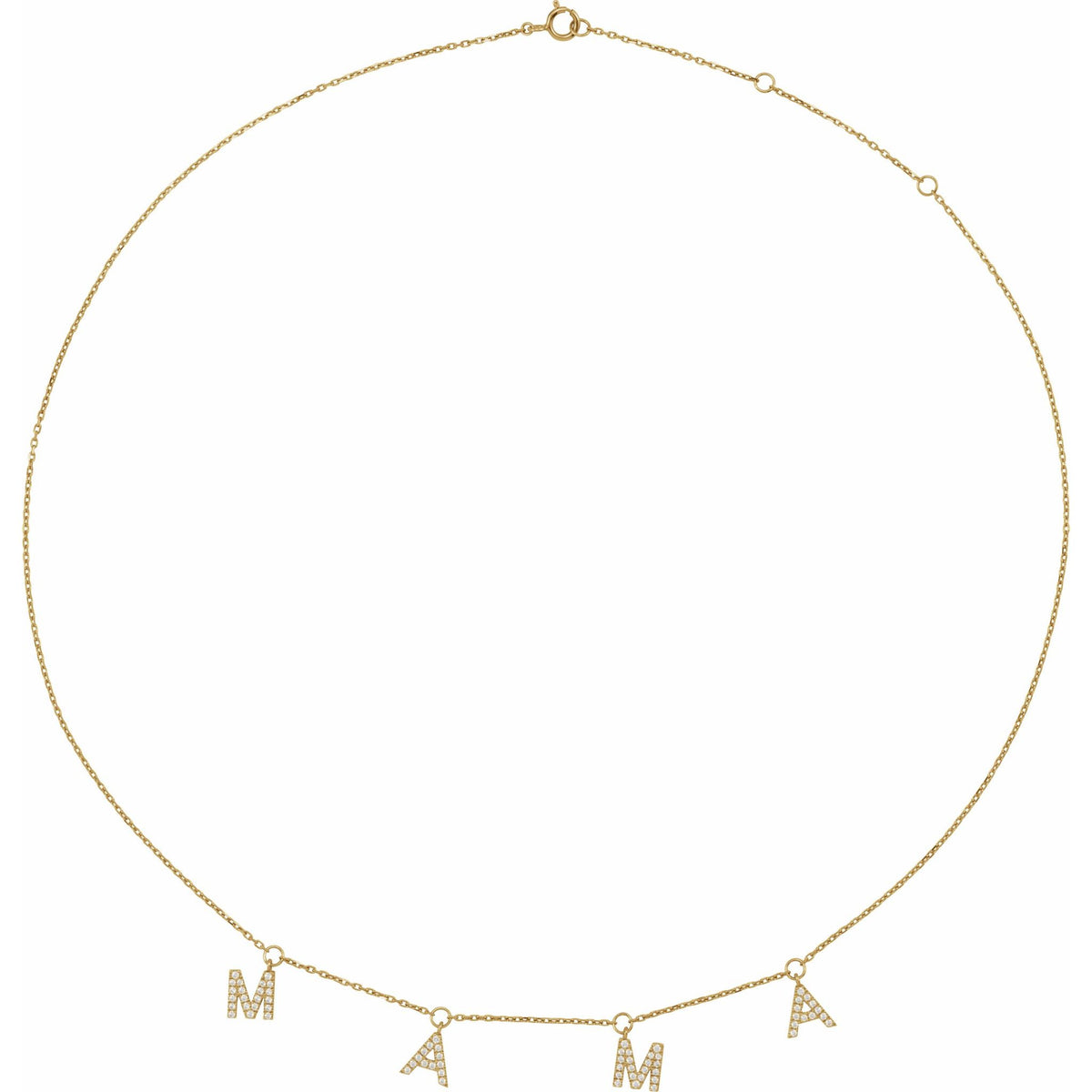 Lab-Grown Diamond Mama Station Necklace in 14K Gold - 14K Yellow Gold