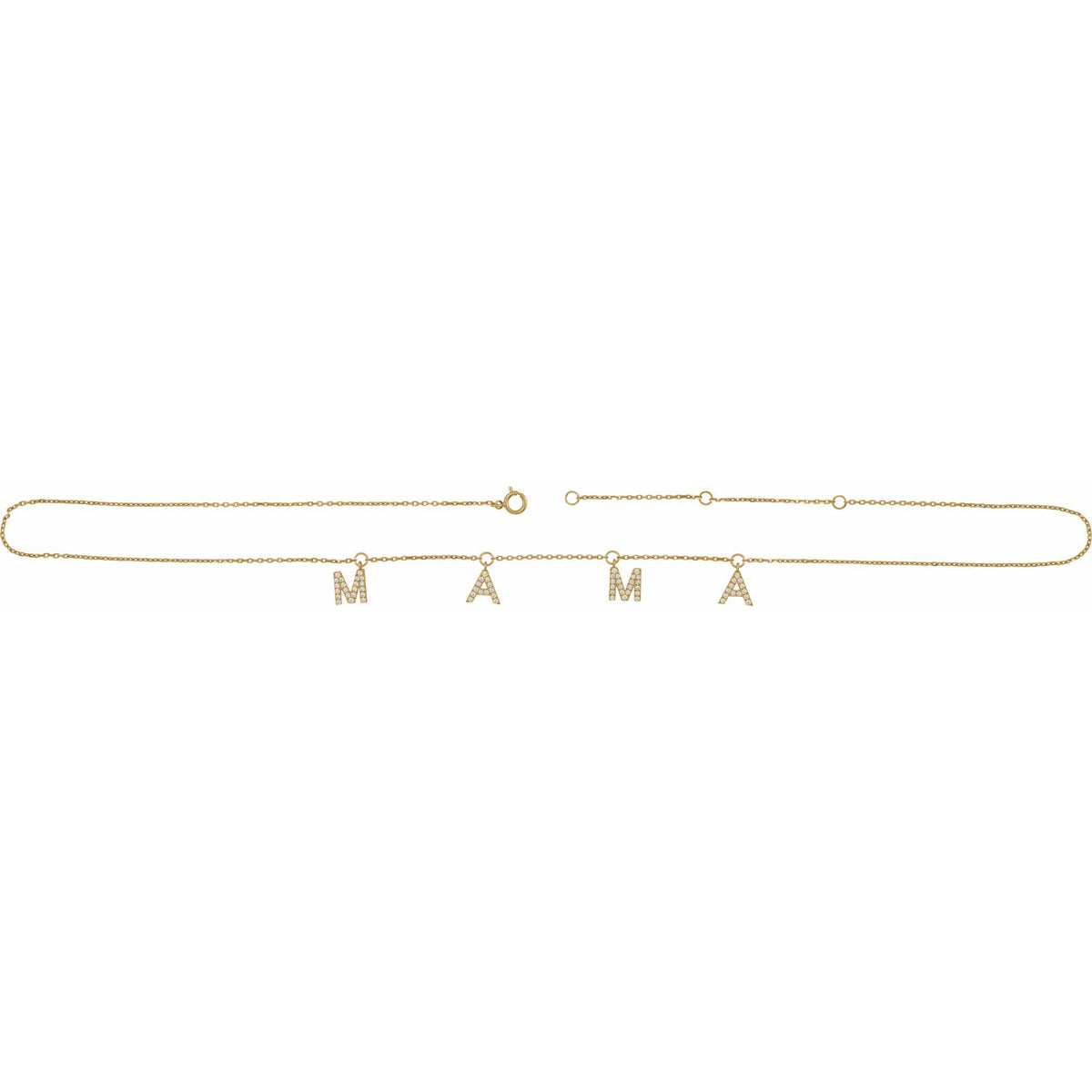 Lab-Grown Diamond Mama Station Necklace in 14K Gold - 14K Yellow Gold