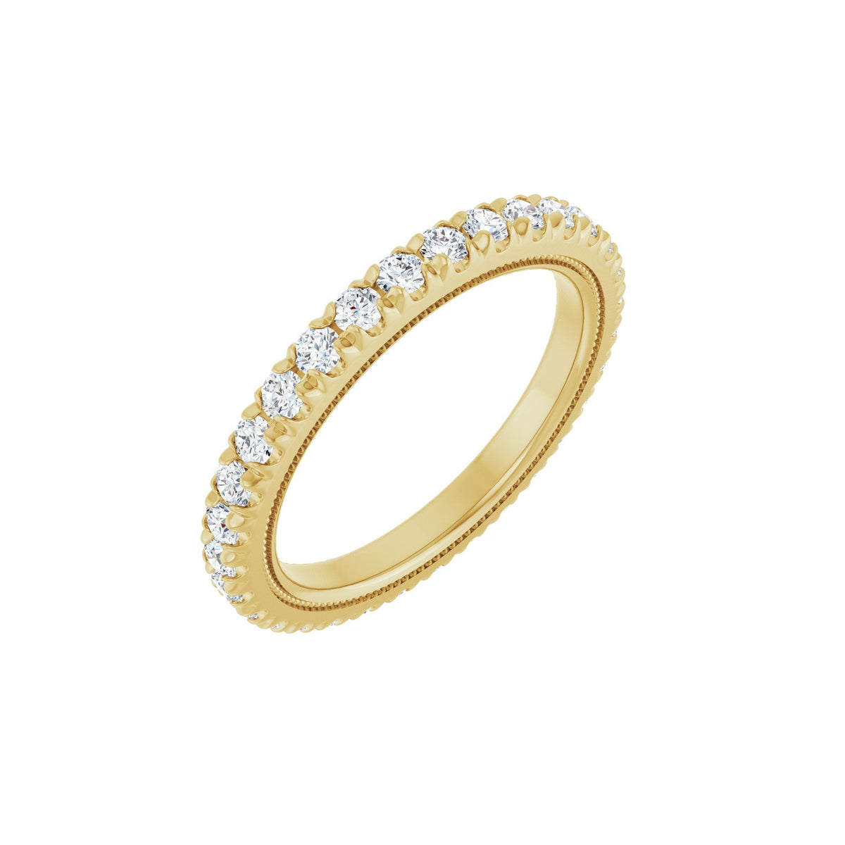Lab-Grown Diamond Milgrain French-Set Eternity Band in 14K Gold - 14K Yellow Gold