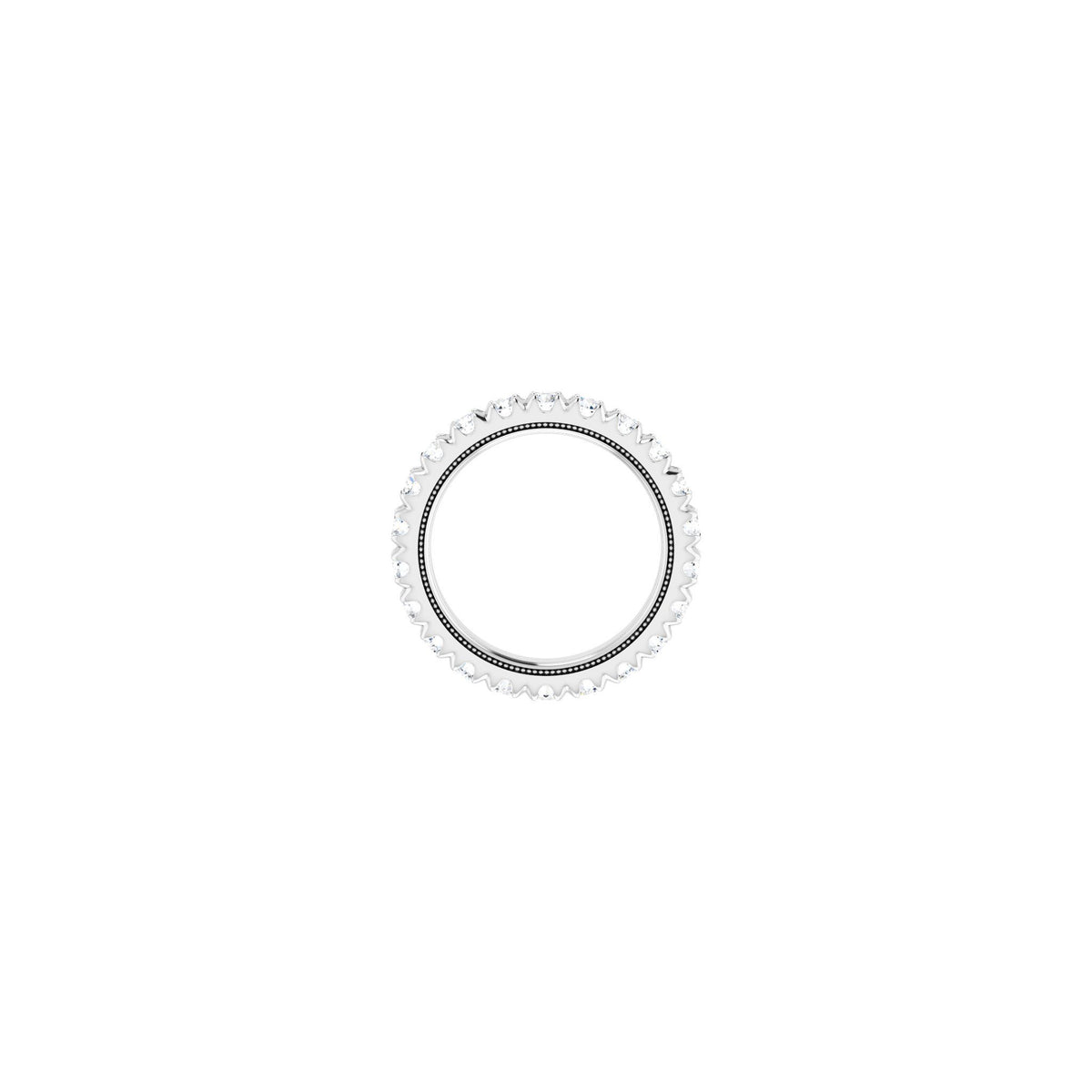 Lab-Grown Diamond Milgrain French-Set Eternity Band in 14K Gold - 14K White Gold
