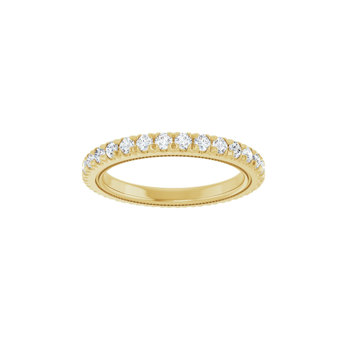 Lab-Grown Diamond Milgrain French-Set Eternity Band in 14K Gold - 14K Yellow Gold