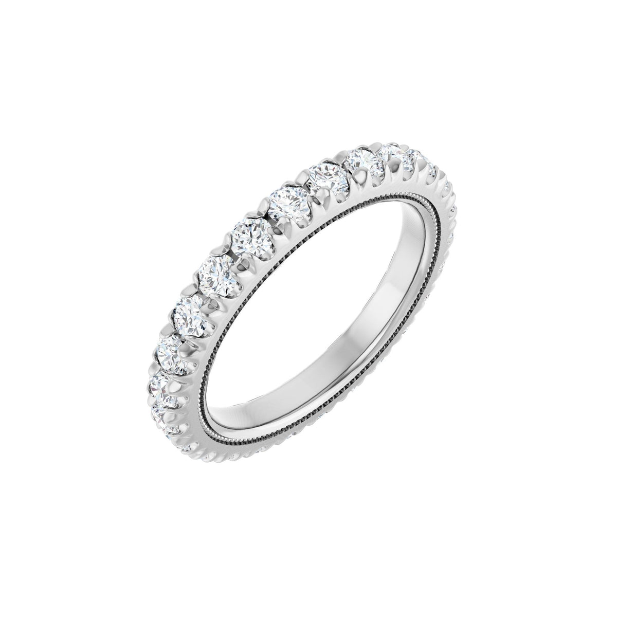Lab-Grown Diamond Milgrain French-Set Eternity Band in 14K Gold - 14K White Gold