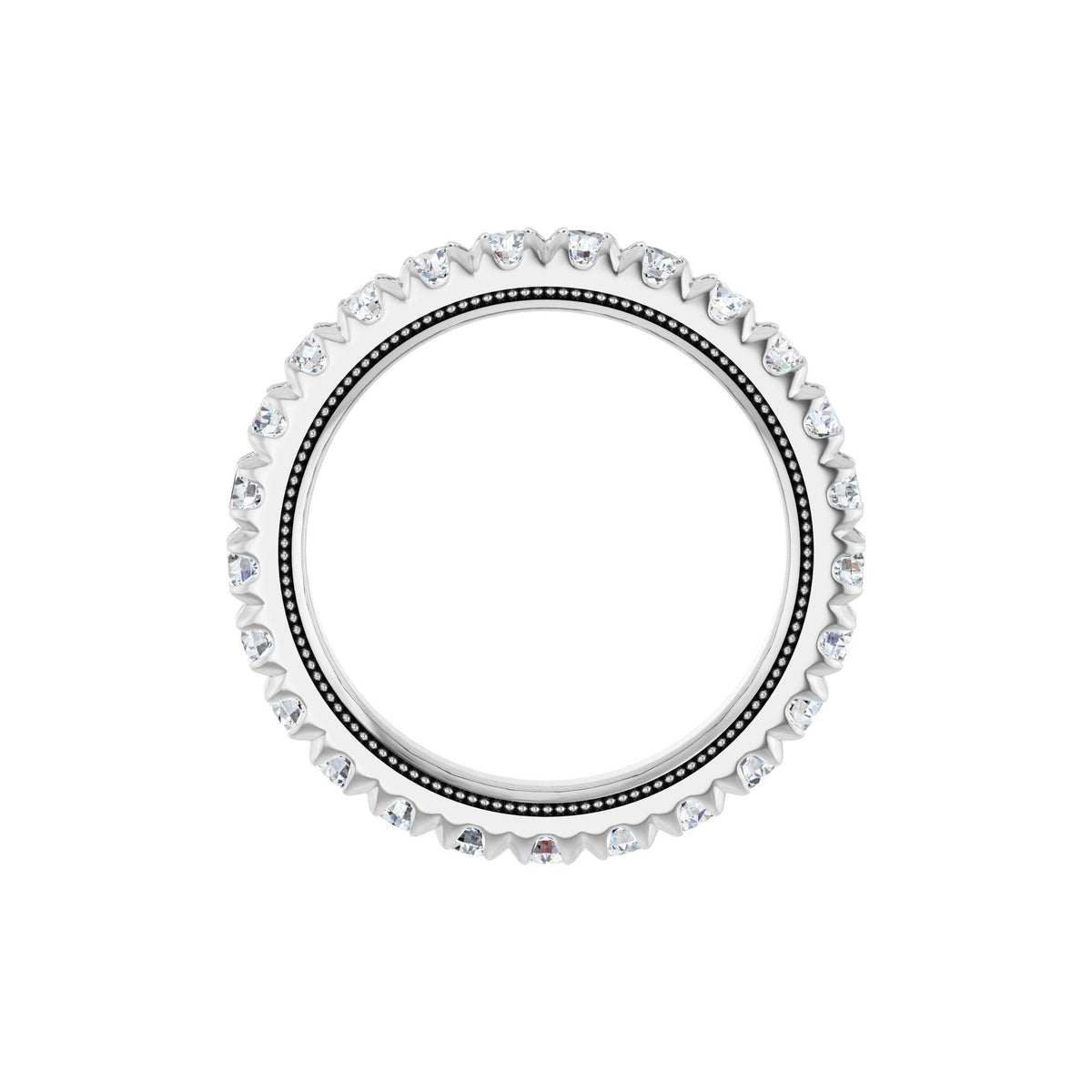 Lab-Grown Diamond Milgrain French-Set Eternity Band in 14K Gold - 14K White Gold