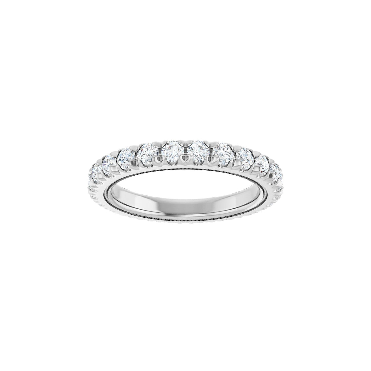 Lab-Grown Diamond Milgrain French-Set Eternity Band in 14K Gold - 14K White Gold