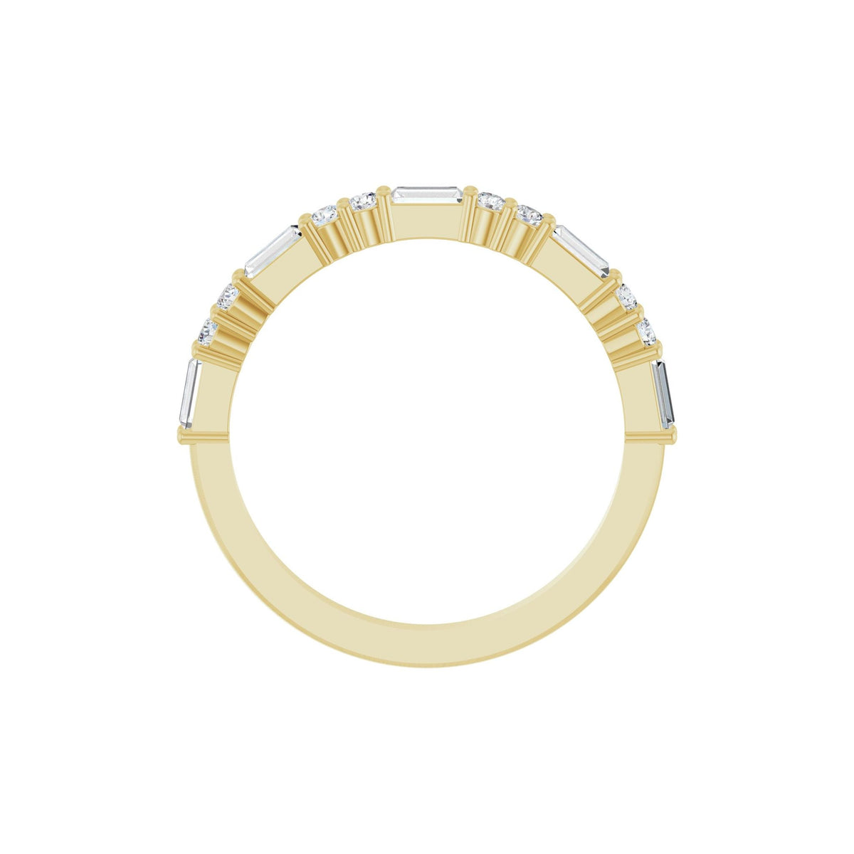 Lab-Grown Diamond Multi-Shape Half Eternity Band in 14K Gold - 14K Yellow Gold