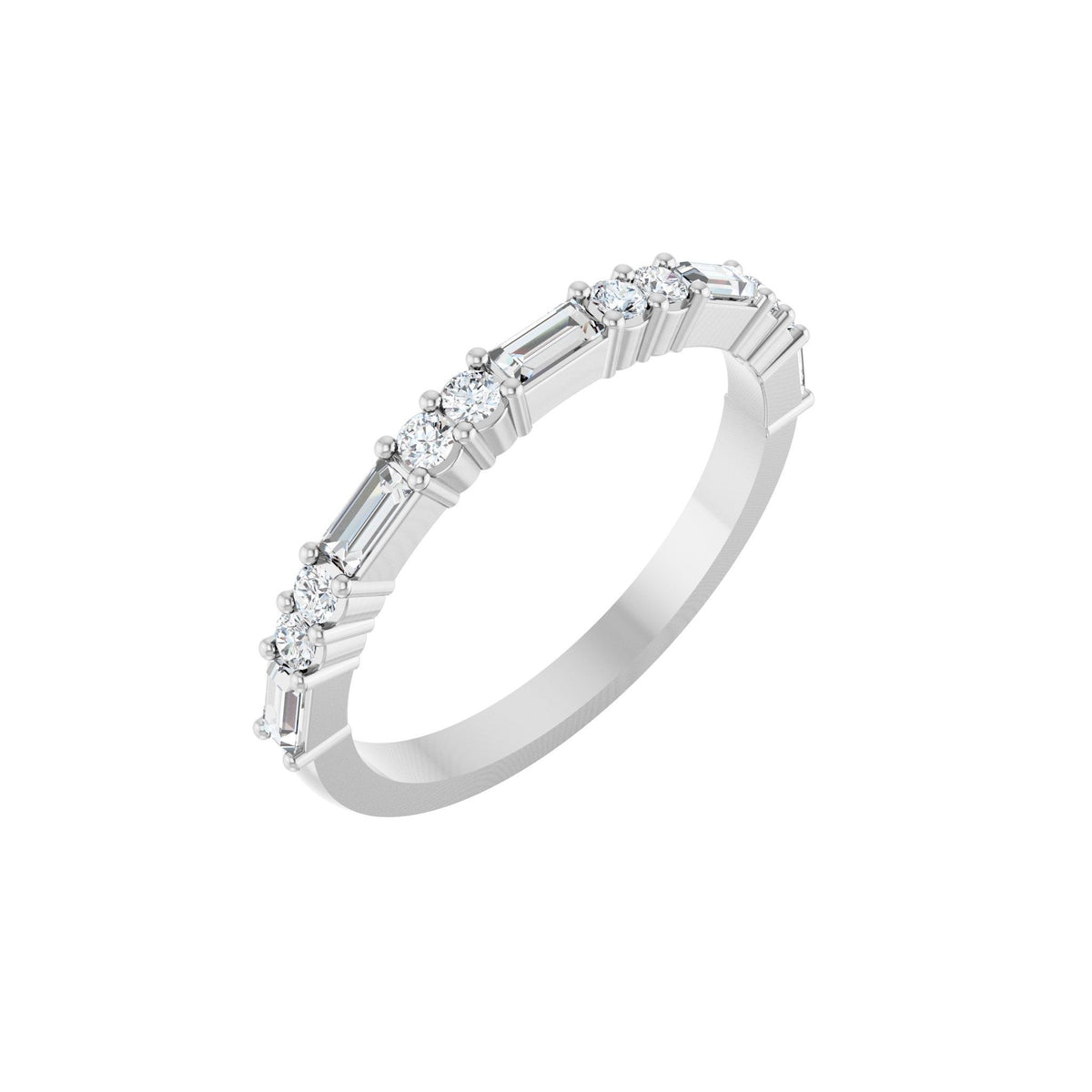 Lab-Grown Diamond Multi-Shape Half Eternity Band in 14K Gold - 14K White Gold